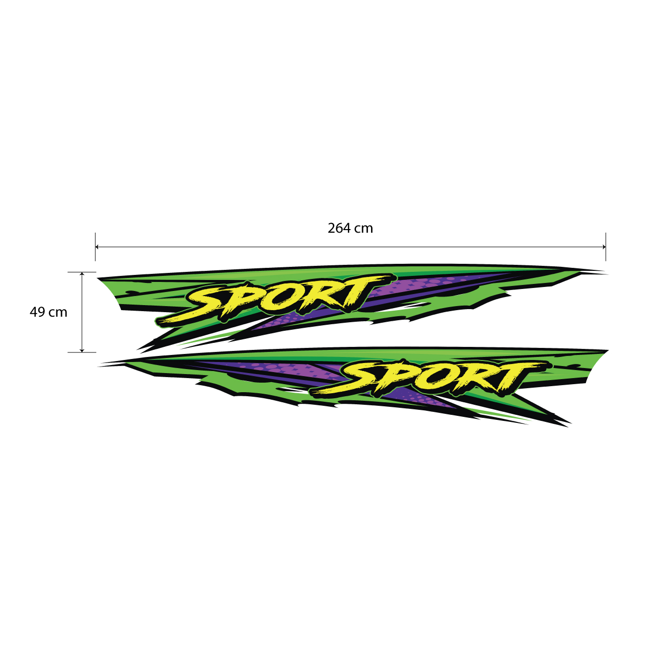 Decal dán cho xe oto Vios, xe Suzuki, tem xe chữ SPORT WRAP 69, KT 264x49cm