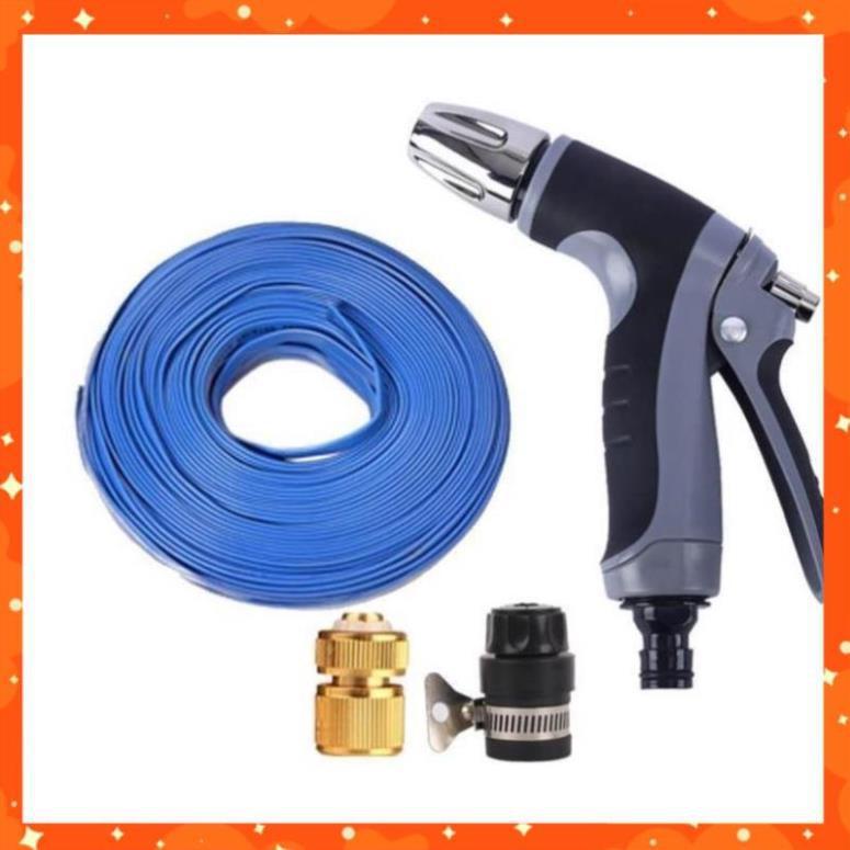 Bộ dây và vòi xịt tăng áp rửa xe tưới cây 20M (cút đồng nối nhựa đen) 206817