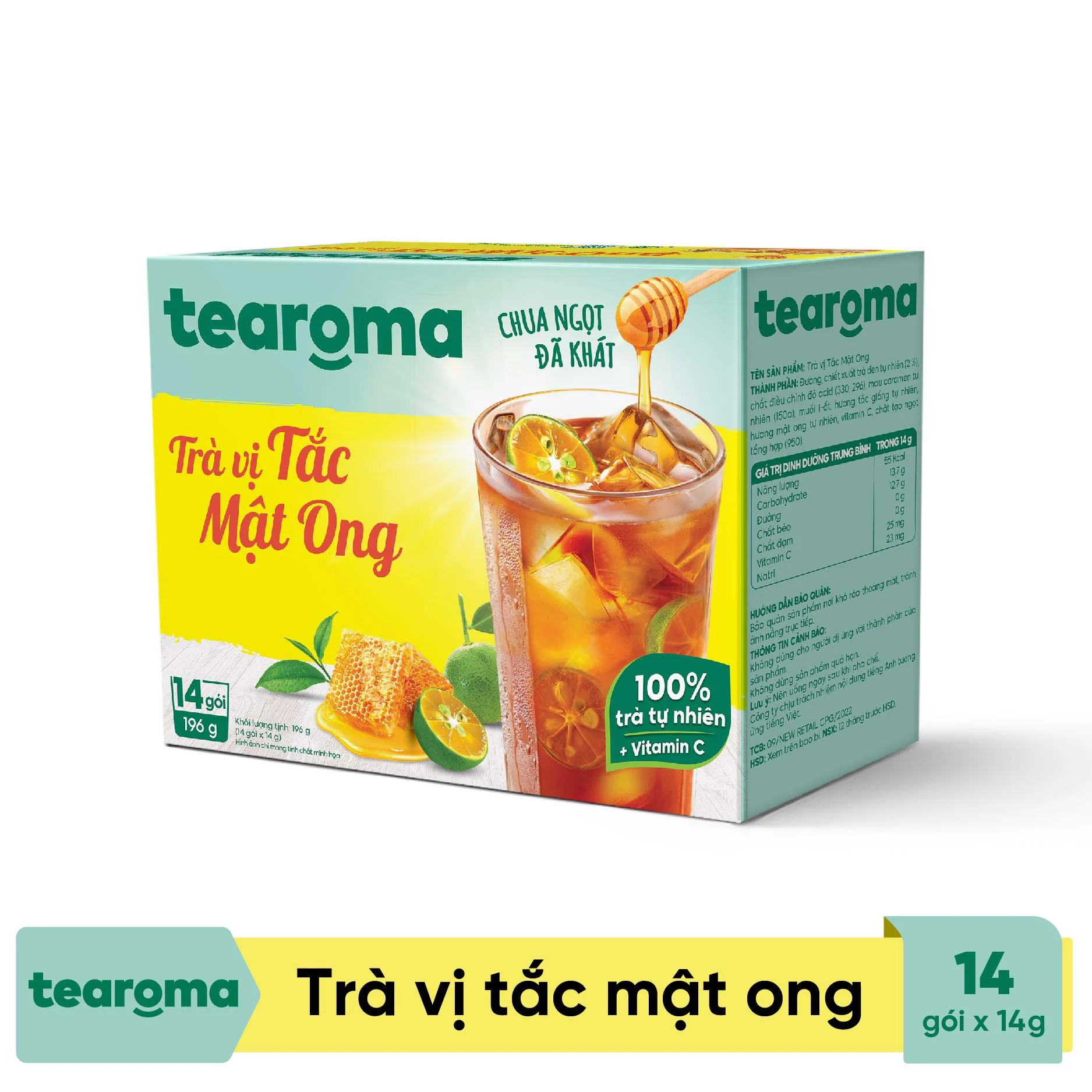 Mua 2 tặng 1 - Trà Tearoma hòa tan vị Tắc mật ong hộp 196g (14 gói x 14g)