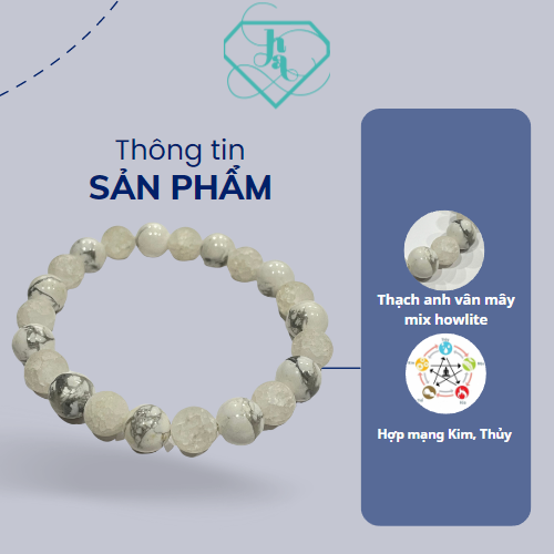 Vòng Tay Phong Thủy Màu Trắng Không Charm