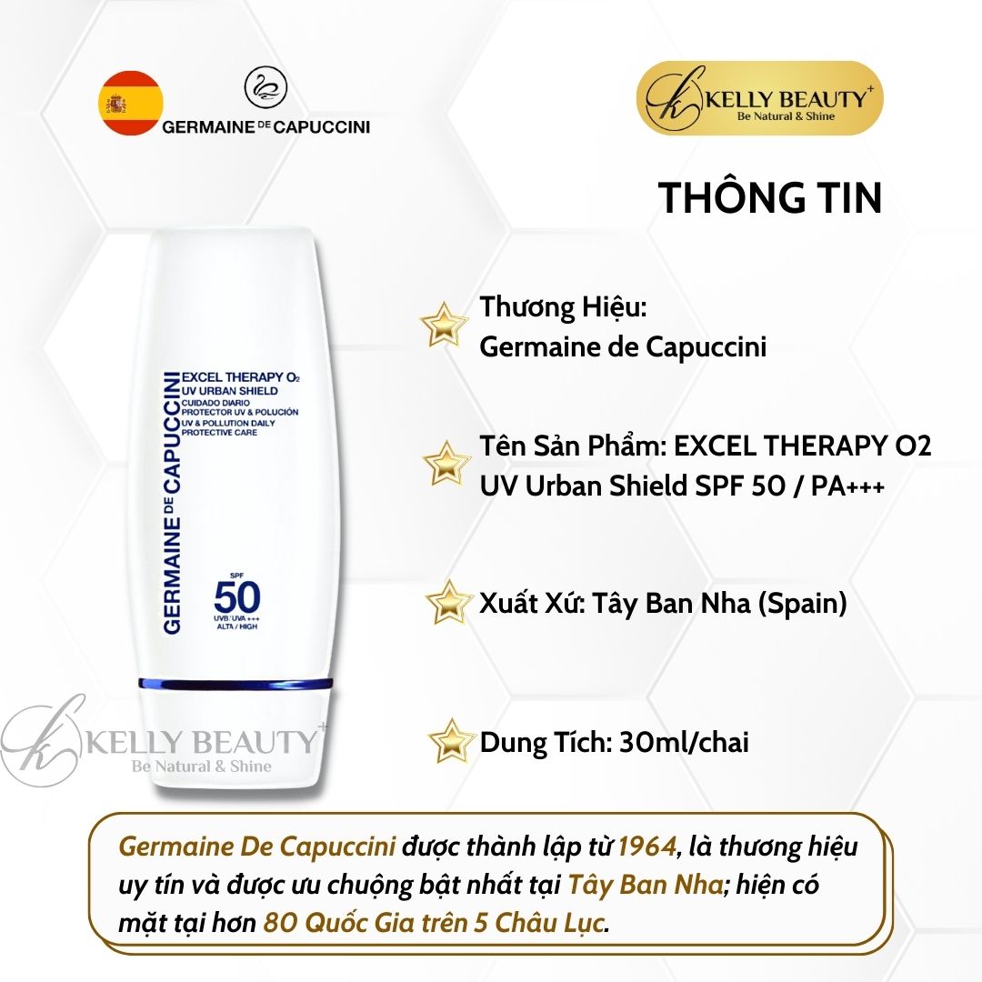 Kem Chống Nắng Sinh Học Germaine Excel Therapy O2 UV Urban Shield SPF 50, PA+++ | Kelly Beauty