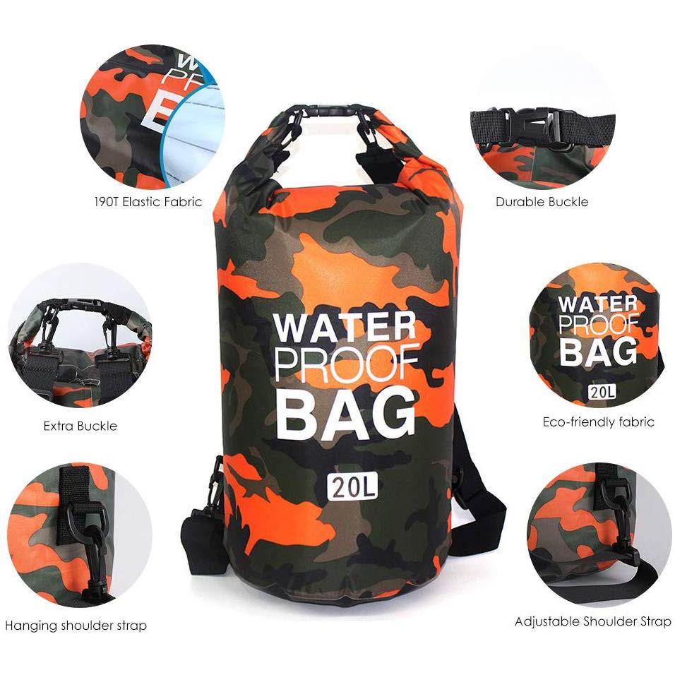 Túi khô chuống nước thể thao BAG WATERPROOF 20L (Xanh quân đội)