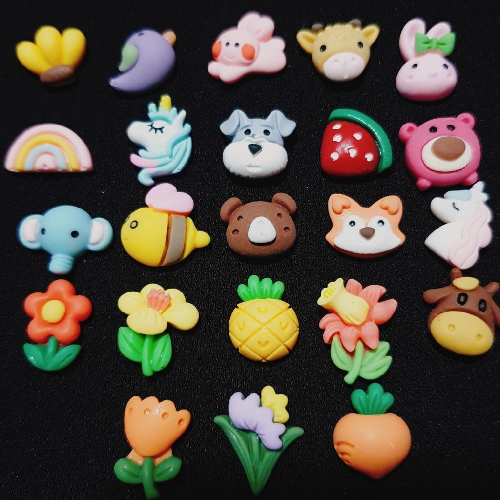 Sticker trang trí dép cross / nút gắn hkdesign mẫu trái cây, hoa... nhỏ ~1,2cm gắn sục