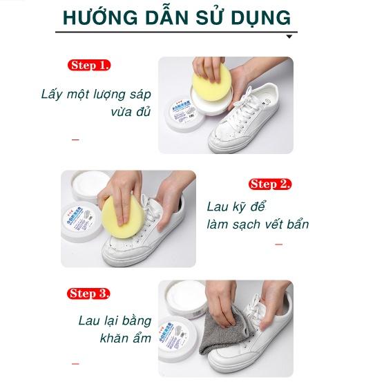 Lọ Kem Sáp Lau Làm Sạch Giày Da Giày Áo Khoác Da Và Túi Xách Màu Trắng Không Cần Nước 260gr linhmartvn