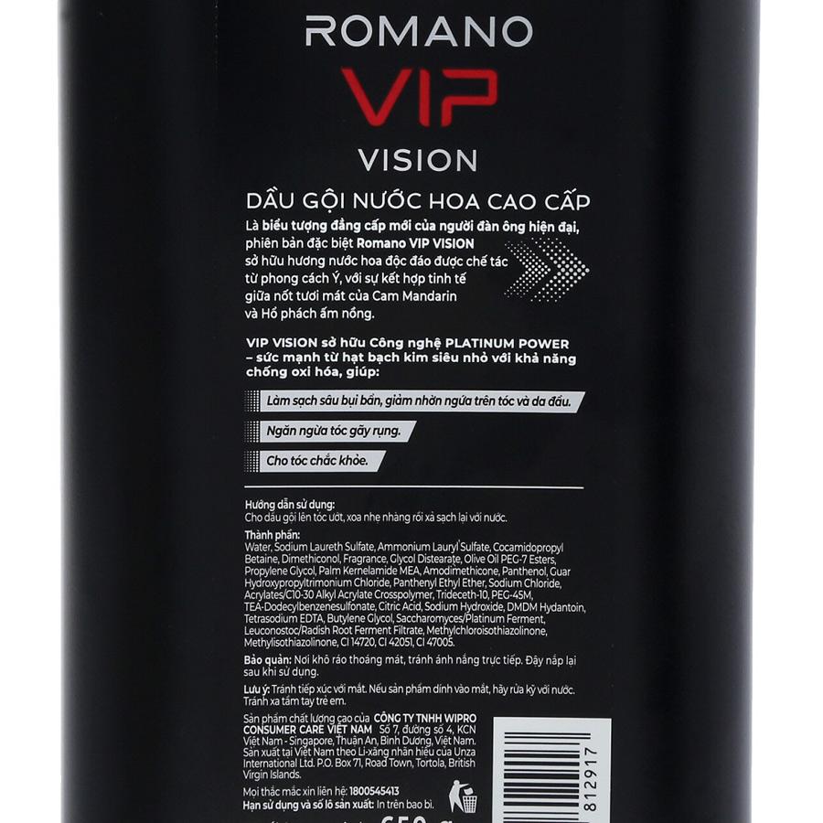 Dầu Gội Nước Hoa Romanno Vip Vision 650G