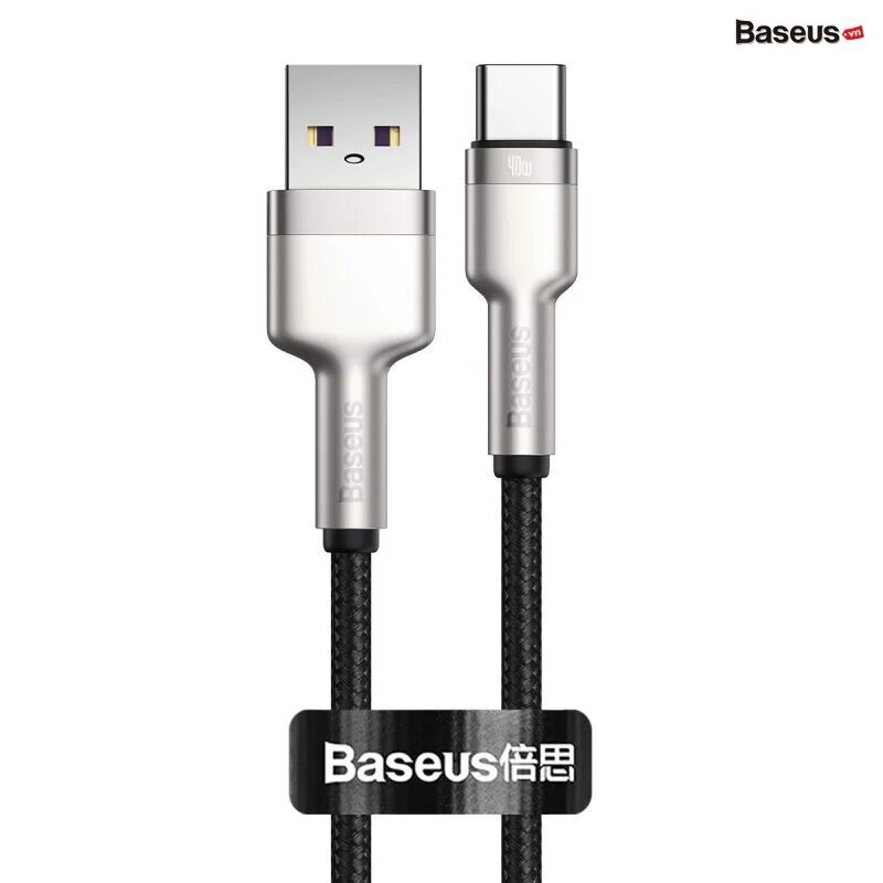 Cáp sạc nhanh, siêu bền Baseus Cafule Metal Series Type C 40W (USB to Type C, Zinc Alloy Material, Super Quick charge & Data Cable) - Hàng chính hãng