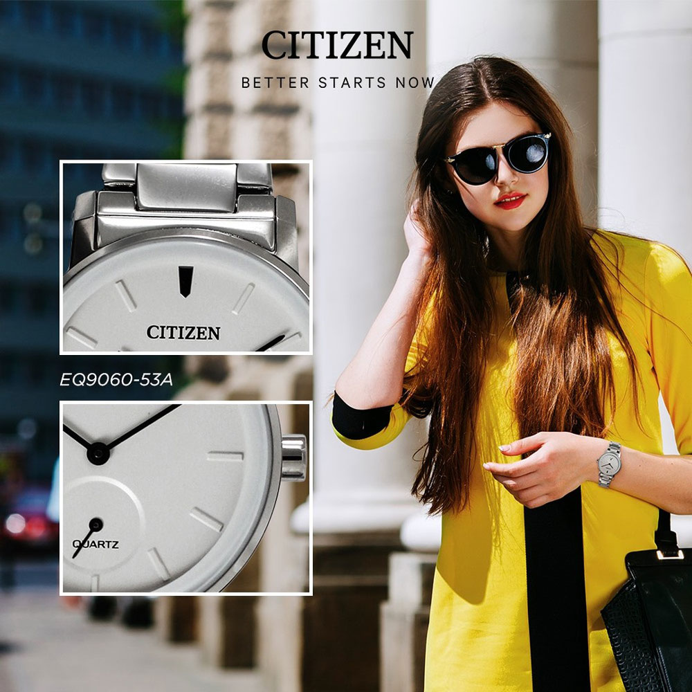 Đồng Hồ Nữ Citizen Dây Thép Không Gỉ EQ9060-53A - Mặt Trắng