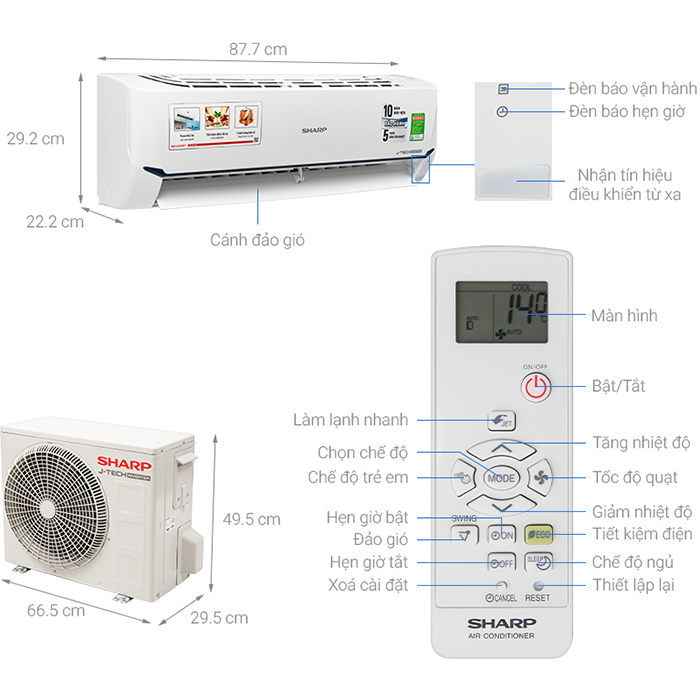 Máy lạnh Sharp Inverter 1 HP AH-X9XEW