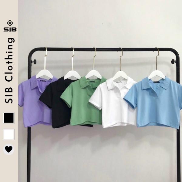 Áo croptop polo SIB Clothing tay ngắn ôm body SIB019