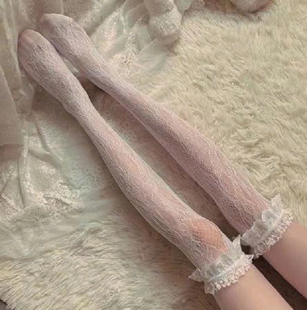[KoSuyTu] Tất Đùi Lưới Ren Hoa Mây Quyến Rũ LOLITA - Qua Gối, Cosplay Nữ Tính