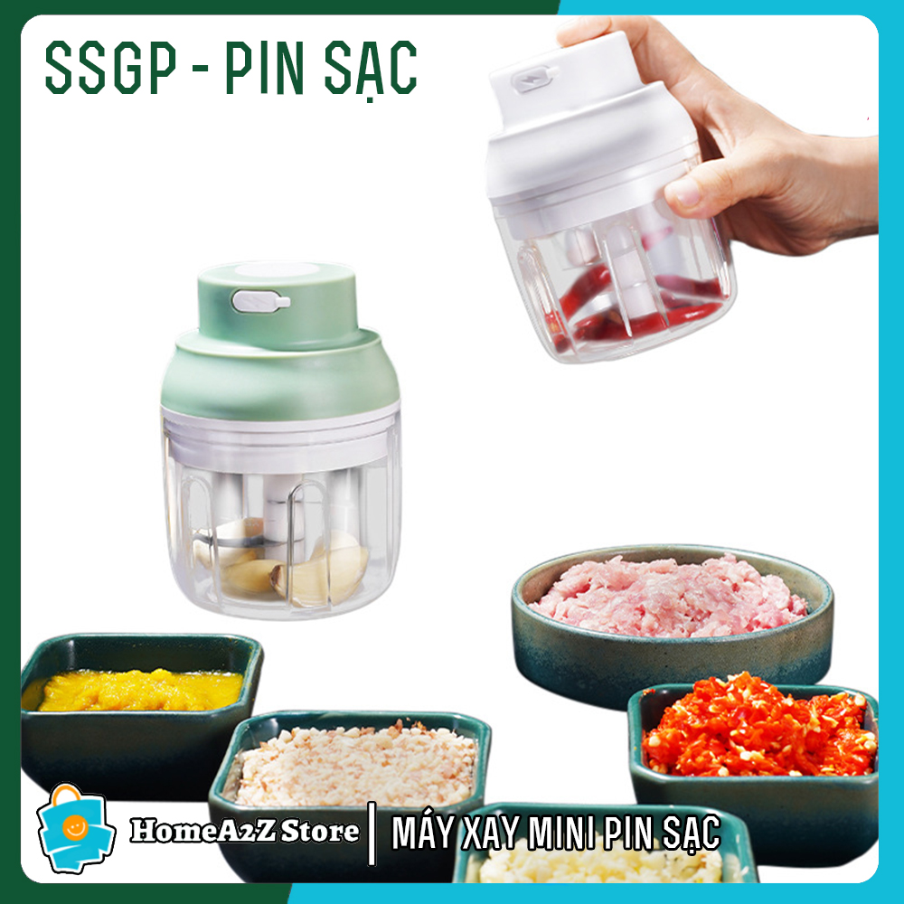 Máy Xay Mini Cầm Tay SSGP Pin Sạc Công Suất 45W - Xay thịt, Rau, Củ Quả Đa Năng 250ml