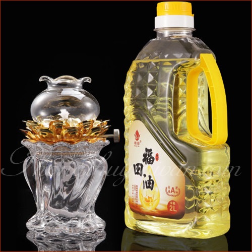 Đèn dầu bàn thờ Hổ Phách Thủy Tinh tráng men 7.5cm*15cm