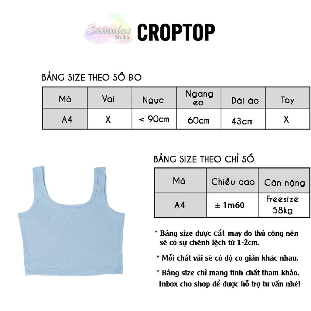 Áo croptop ba lỗ cổ u Cumulus chất thun gân A04