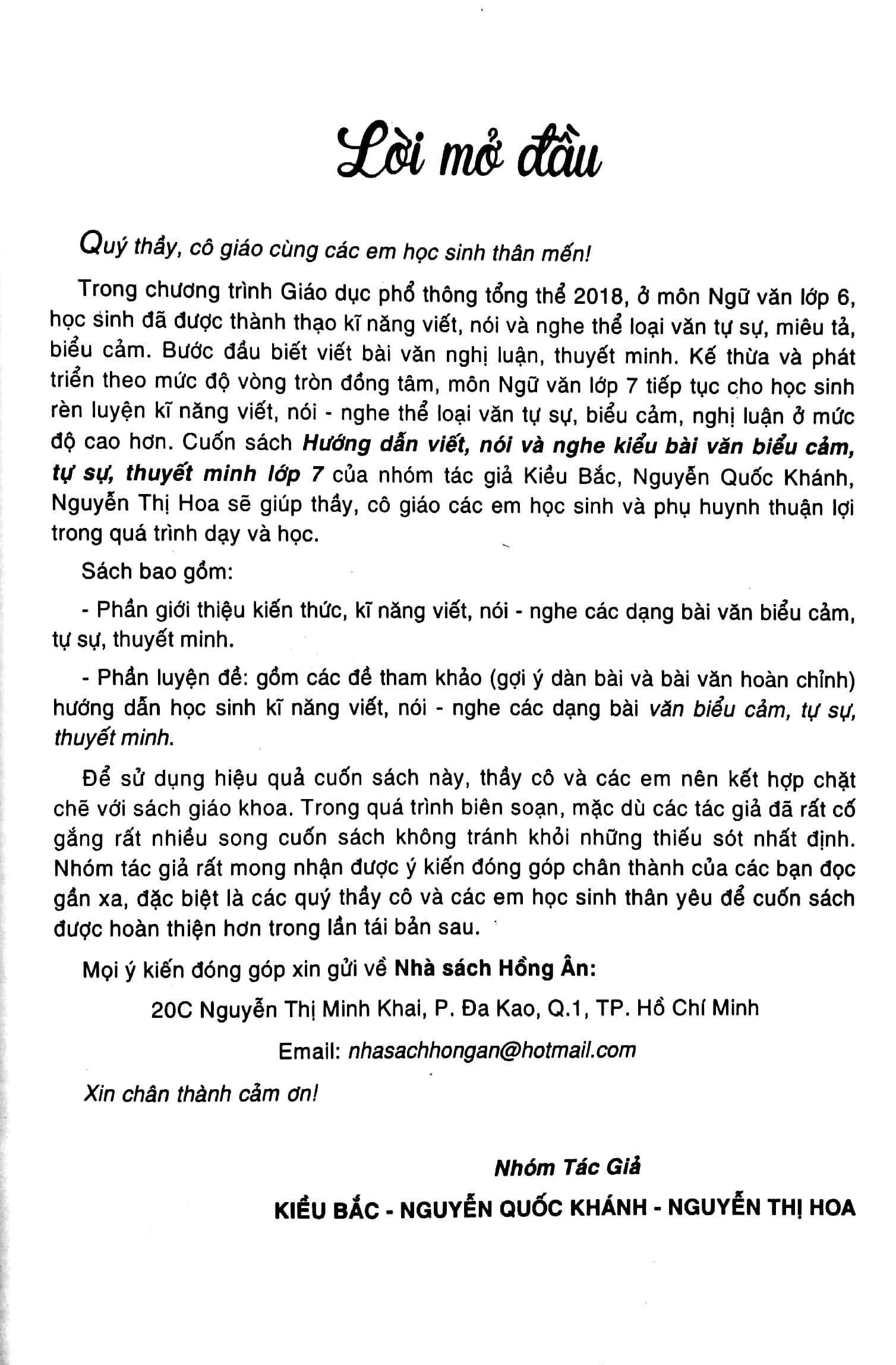 Hướng Dẫn Nói Và Viết Văn - Biểu Cảm, Tự Sự, Thuyết Minh Lớp 7