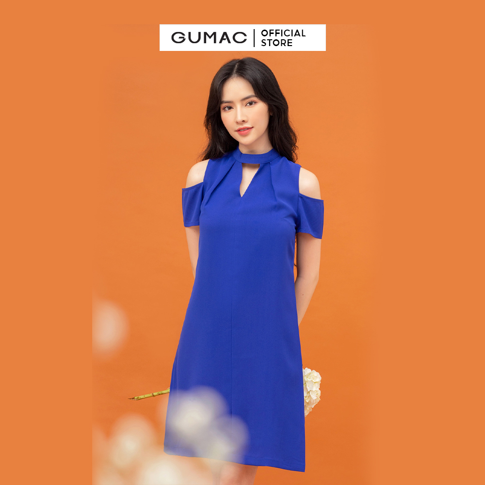 Đầm dáng xòe GUMAC DB5216 suông hở vai