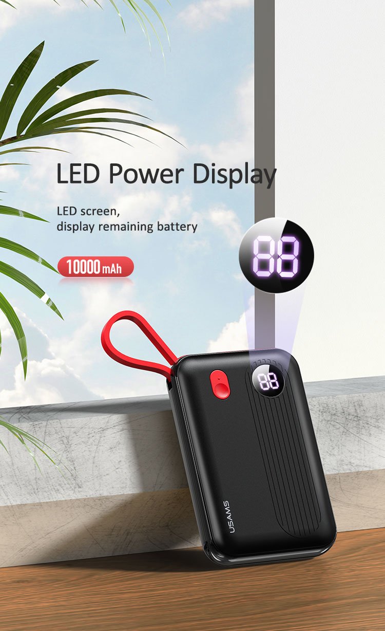 Pin sạc dự phòng 10000mAh với cáp Lightning USAMS US-CD128