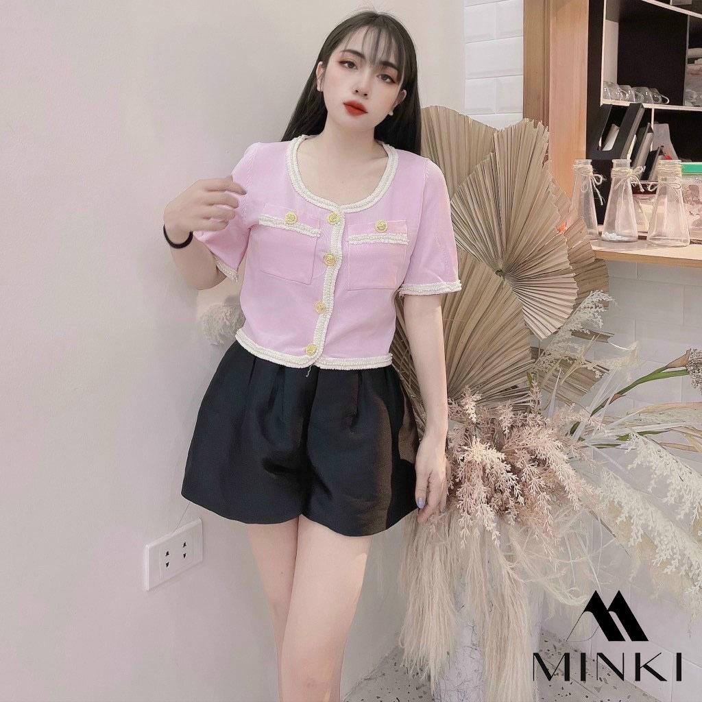 ÁO KHOÁC LEN DÁNG CROPTOP ĐÍNH KHUY SANG CHẢNH - CHẤT LIỆU LEN CAO CẤP - BA MÀU ĐEN/ XANH/ HỒNG