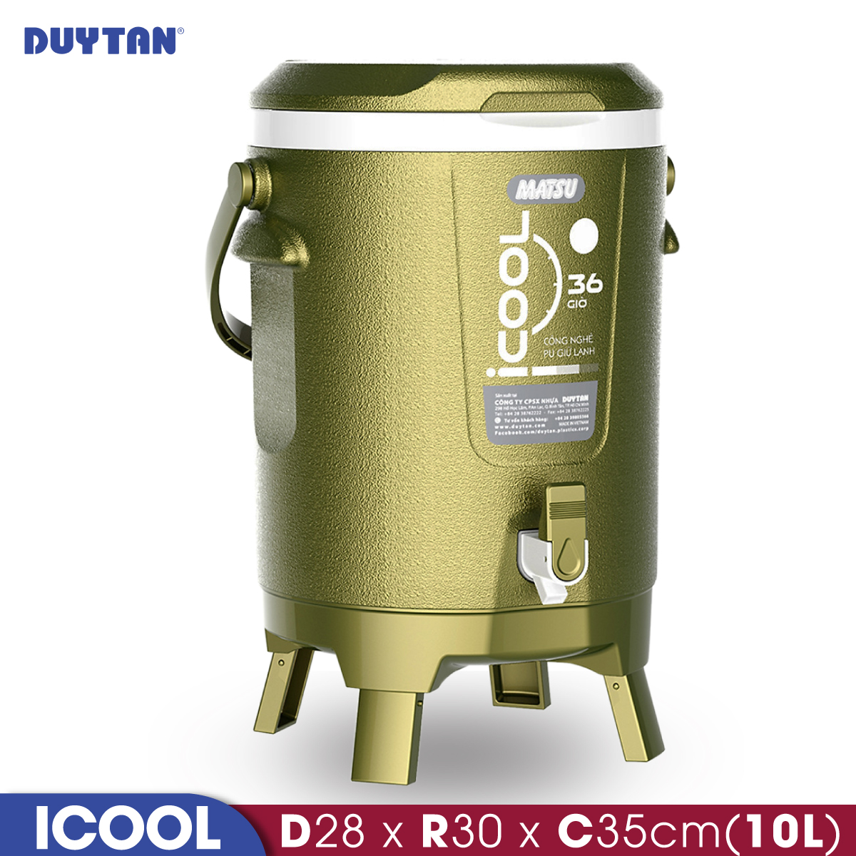 Bình đá giữ nhiệt nhựa Duy Tân Icool 10 lít - 05288 - Hàng chính hãng