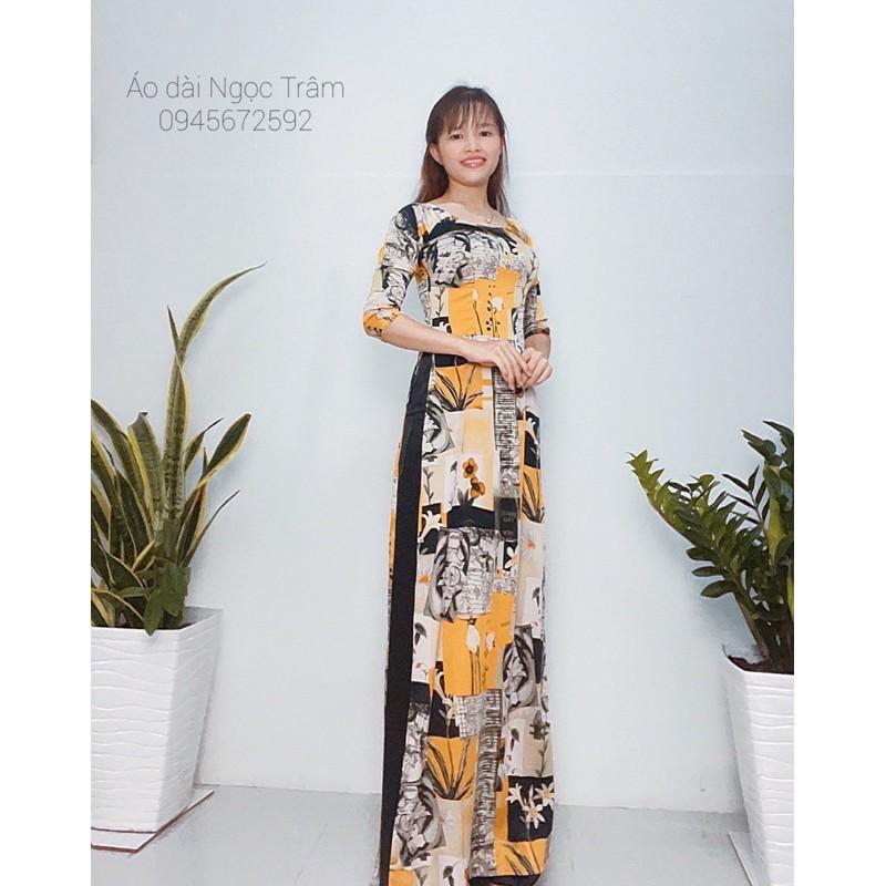 Áo dài may sẵn lụa trượt in 3D