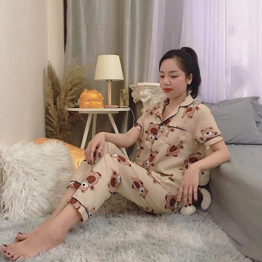 Bộ Ngủ Pijama Cộc Dài Chất Kate Thái Tay Ngắn Quần Dài