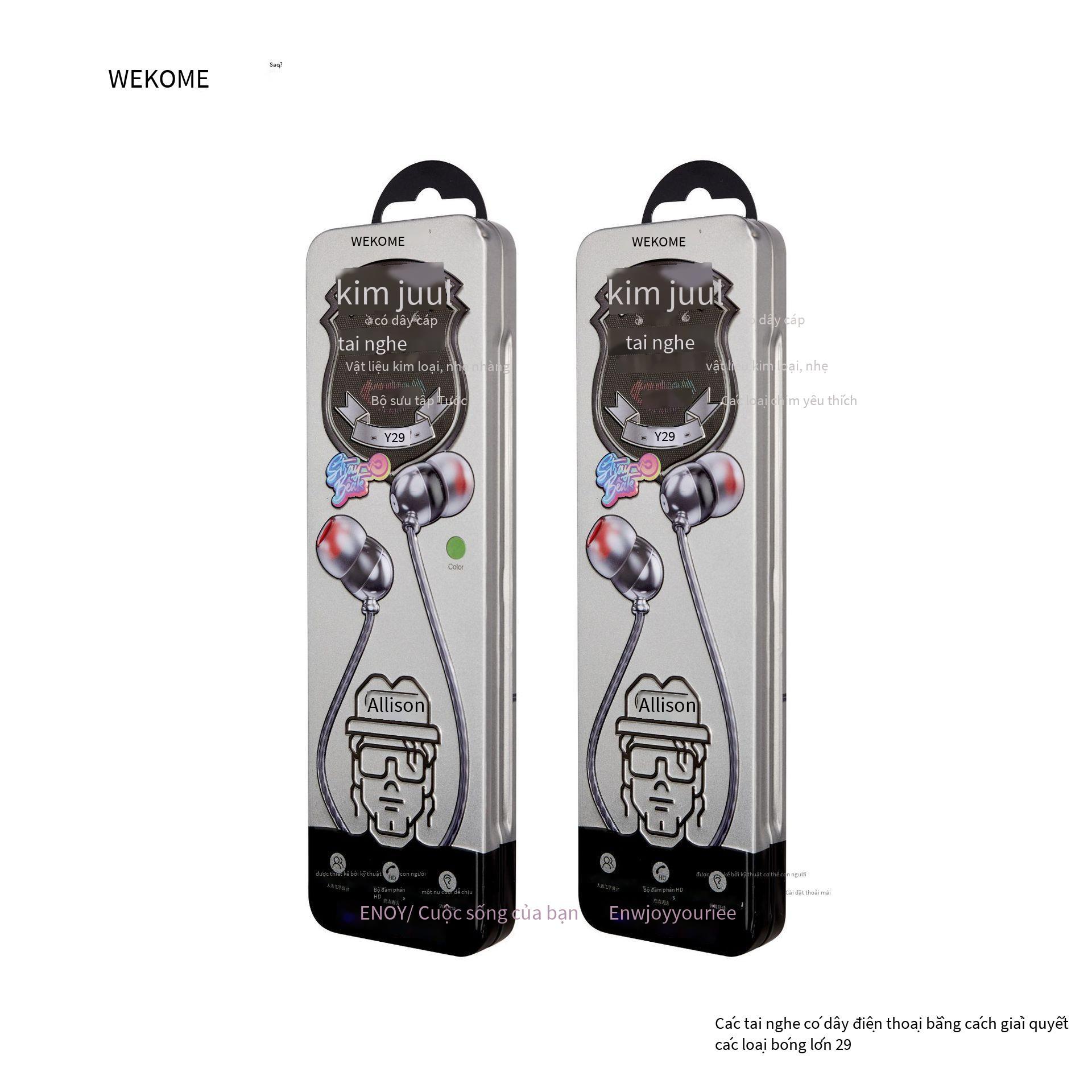 Đảm bảo chất lượng WEKOME Jinque HIFI tai nghe điều khiển bằng dây Y29 âm thanh nổi trong tai có dây tai nghe nhạc khi ngủ có độ trung thực cao