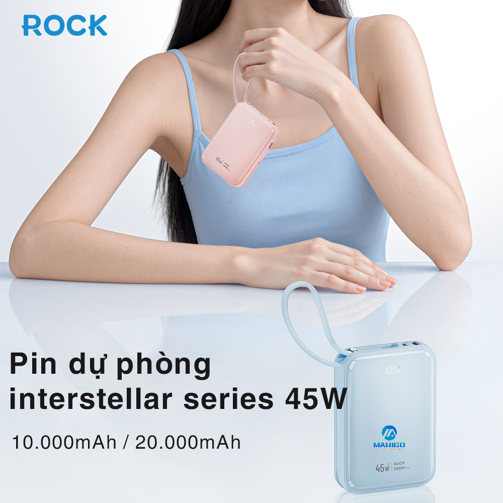 Pin sạc dự phòng ROCKSPACE C04 sạc nhanh 45W kèm dây sạc, dung lượng 10000mAh - hàng chính hãng có bảo hành