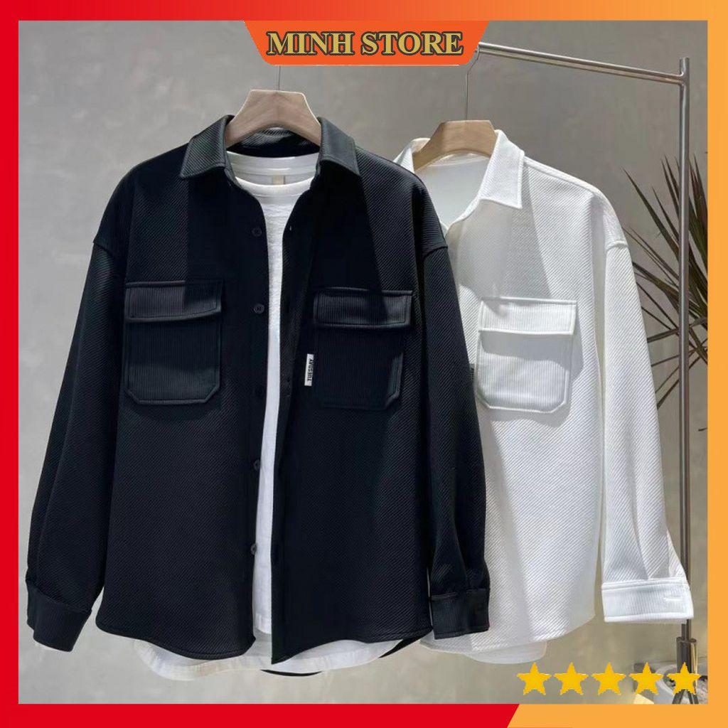 Áo sơ mi nam nữ chất cotton nhung tăm, Áo sơ mi unisex form rộng dài tay khoác ngoài SM03 - MS66