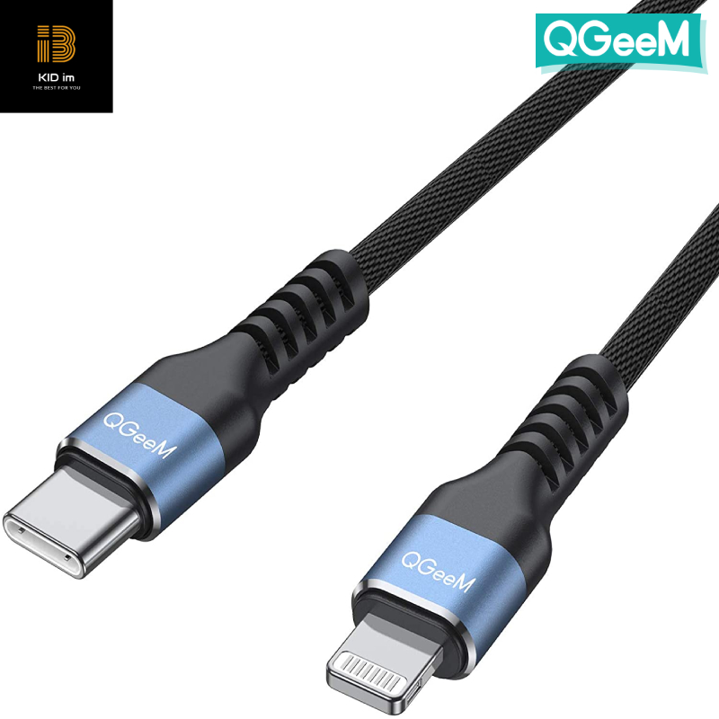 Dây Cáp Sạc QGeeM USB-Type C sang Lightning chuẩn MFi Cho iPhone 1m dây cáp bện sợi nylon - Hàng Chính Hãng