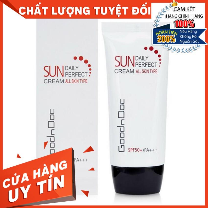 Kem Chống Nắng Vật Lý Dưỡng Trắng Sáng Da Lão Hóa 3 in 1 Goodndoc Daily Perfect Sun Cream SPF 50+/PA+++