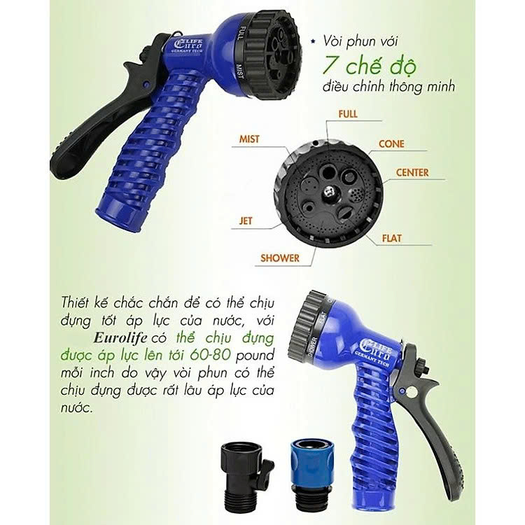 Đầu Vòi Tăng Áp Lực Nước 7 Chế Độ Rửa Xe , Tưới Cây Sân Vườn .. - Giao Màu Ngẫu Nhiên
