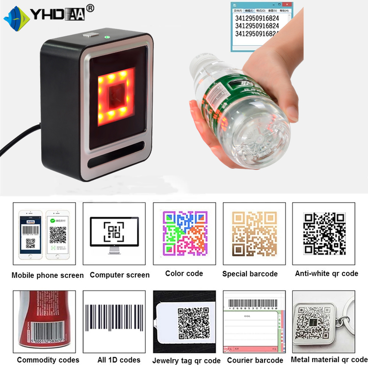 Máy quét mã vạch để bàn YHD 9200D 2D đọc mã vạch Barcode Qrcode cắm dây trực tiếp dùng trong Siêu thị, Cửa hàng lớn - Hàng Nhập Khẩu