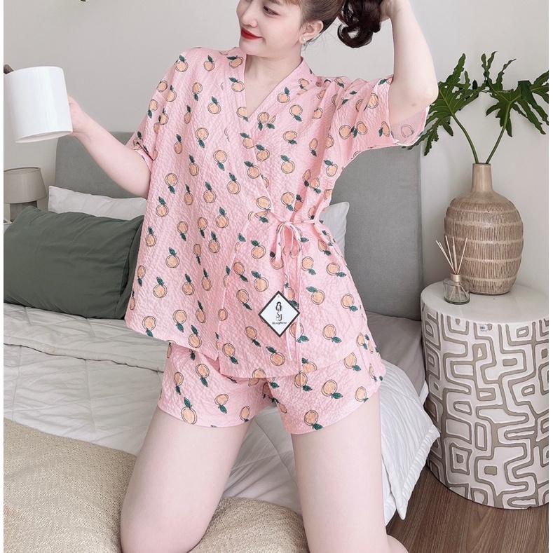 trucmy2205 - Đồ Ngủ Nữ Kimono lụa xốp quảng châu, Freesize 40-65kg, tuỳ chiều cao - HÌNH CHỤP THẬT