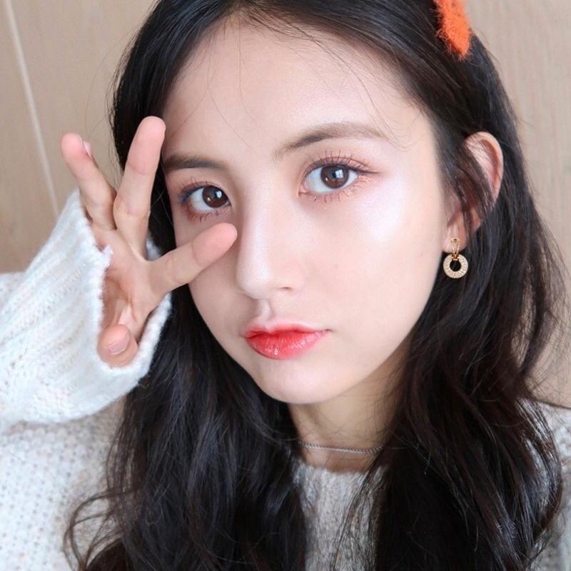 Bông tai cao cấp vòng tròn đính đá dễ thương