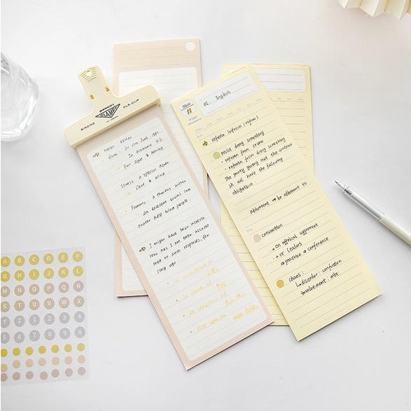 Giấy Note - Giấy Ghi Chú Kế Hoạch/ Tự Vựng/ Todo List Form Dài Màu Pastel Kèm Stickers