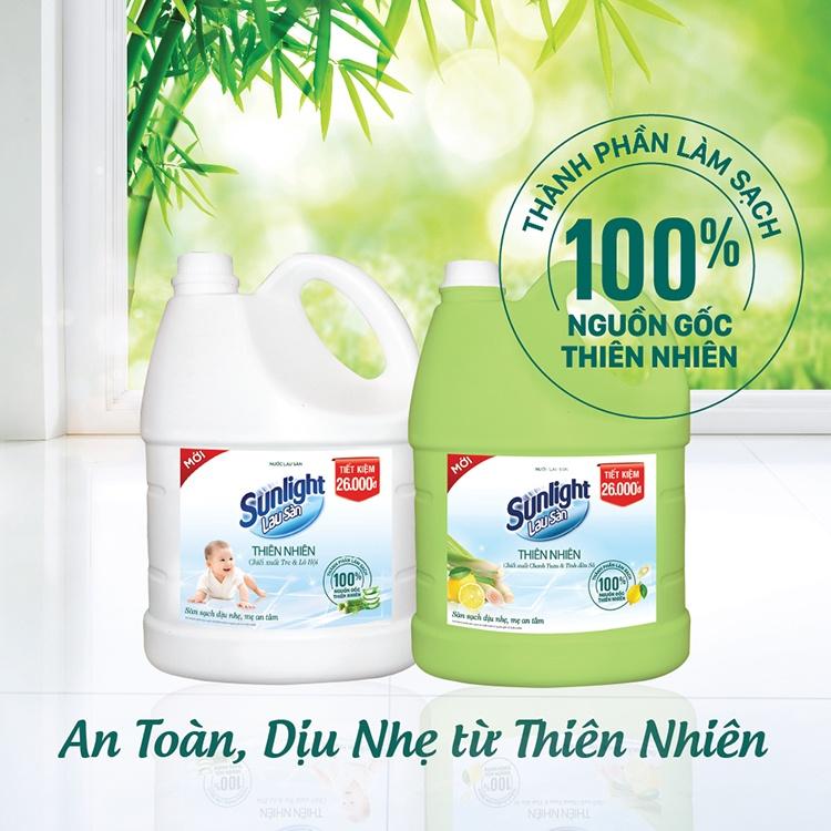 Nước lau sàn Sunlight Thiên nhiên chiết xuất Chanh Zuzu &amp; Sả chai 900g