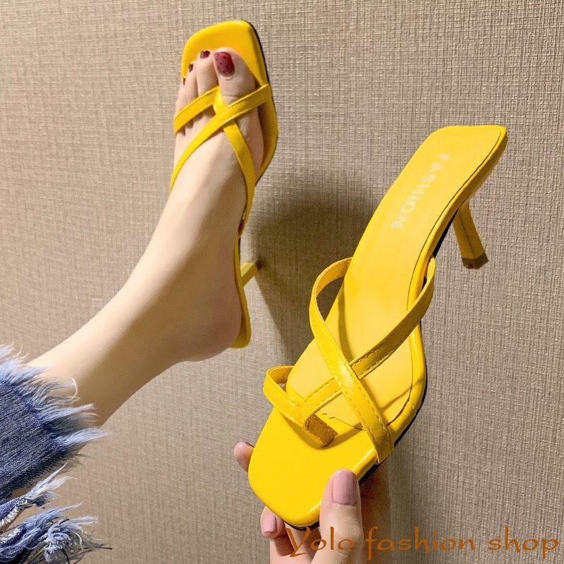 Sandal nữ thời trang gót nhọn 7cm quai mảnh xinh xắn hàng Quảng Châu cao cấp CC04