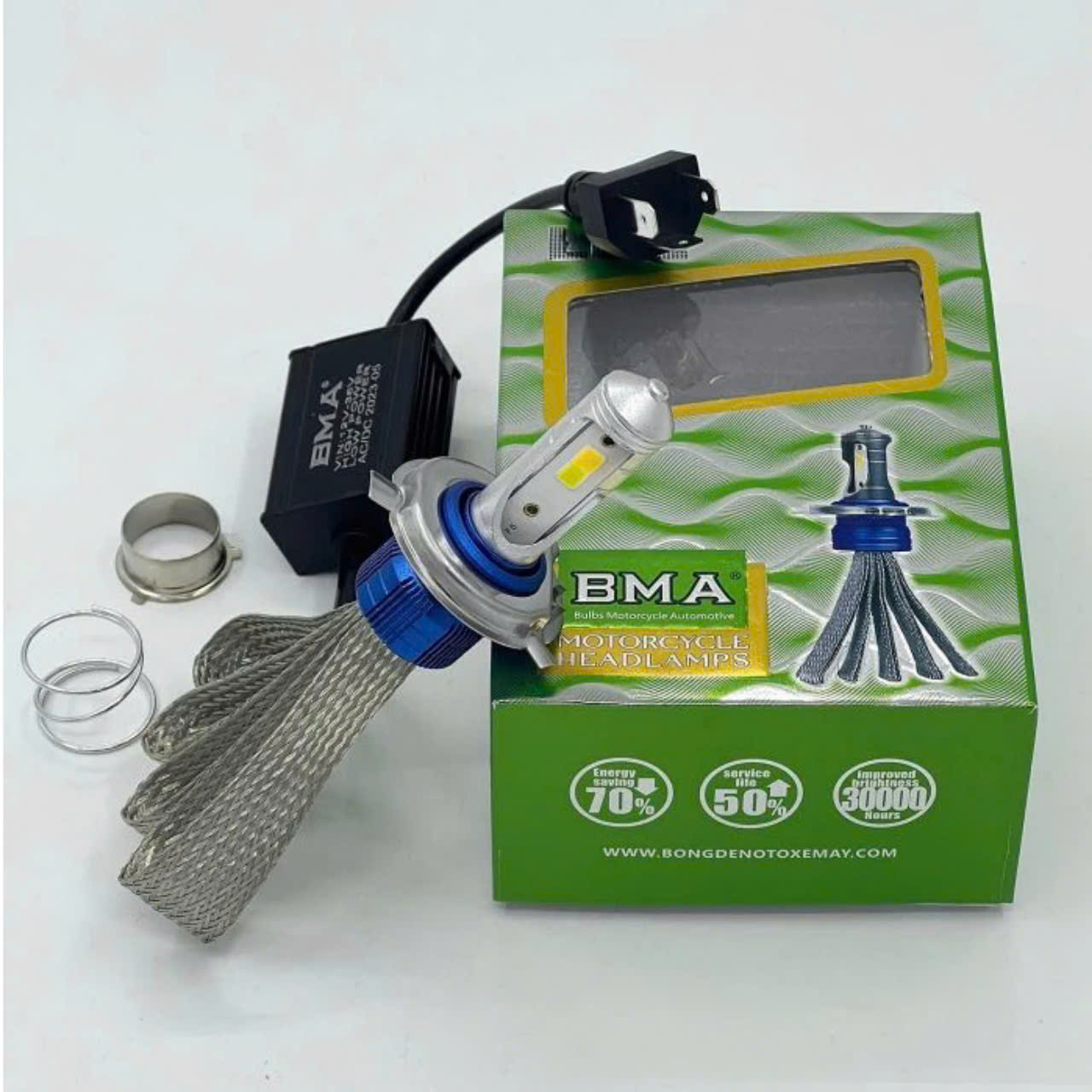 Đèn pha 2 màu F5 BMA chân h4 cắm như zin sài điện máy và điện bình cực tiện
