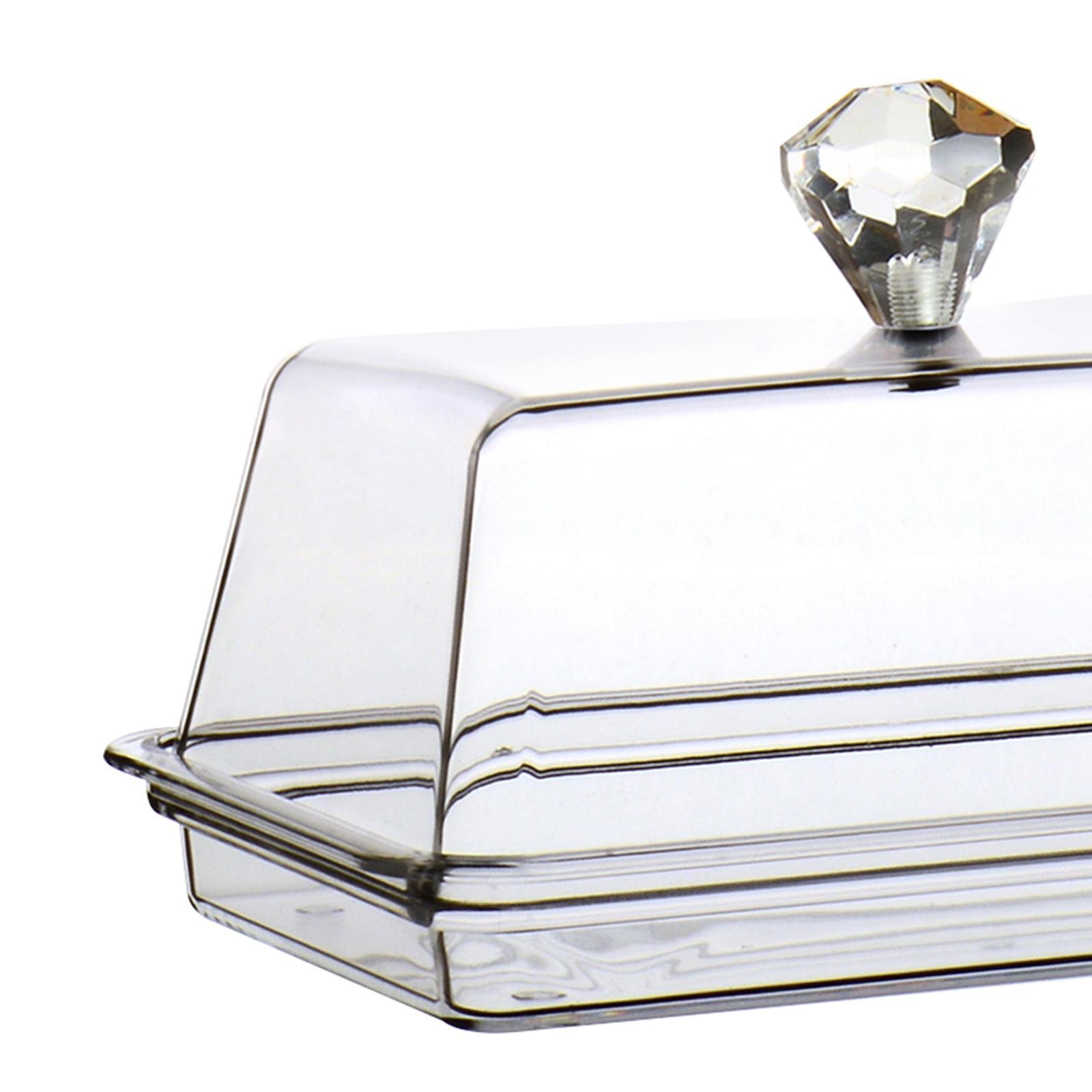 Clear Cheese Server Storage Keeper Tray with Cover Butter Holder