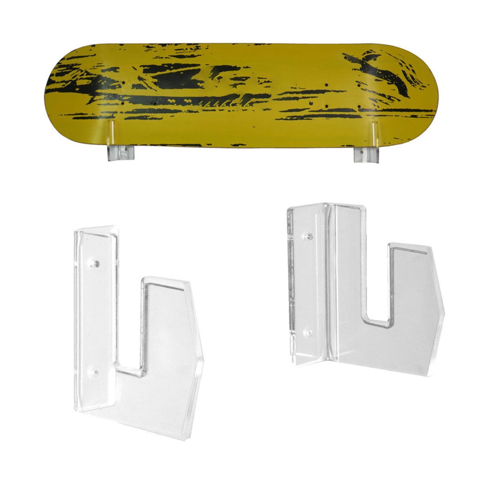 Skateboard Wall Mount Display Rack 1 Pair Acrylic Hanger for Longboard Skis