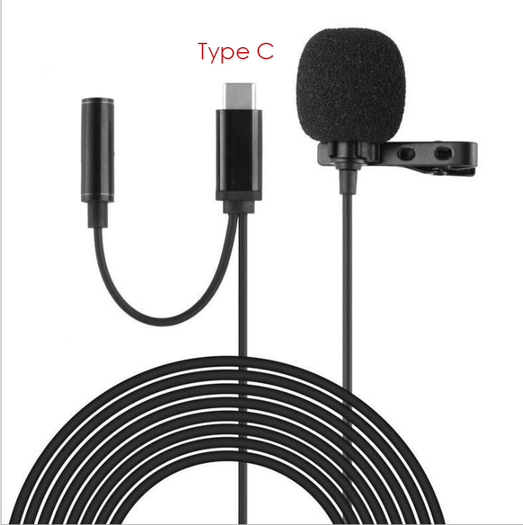 Micro kẹp áo chân Type c kèm jack chia Audio dùng cho điện thoại, máy tính bảng