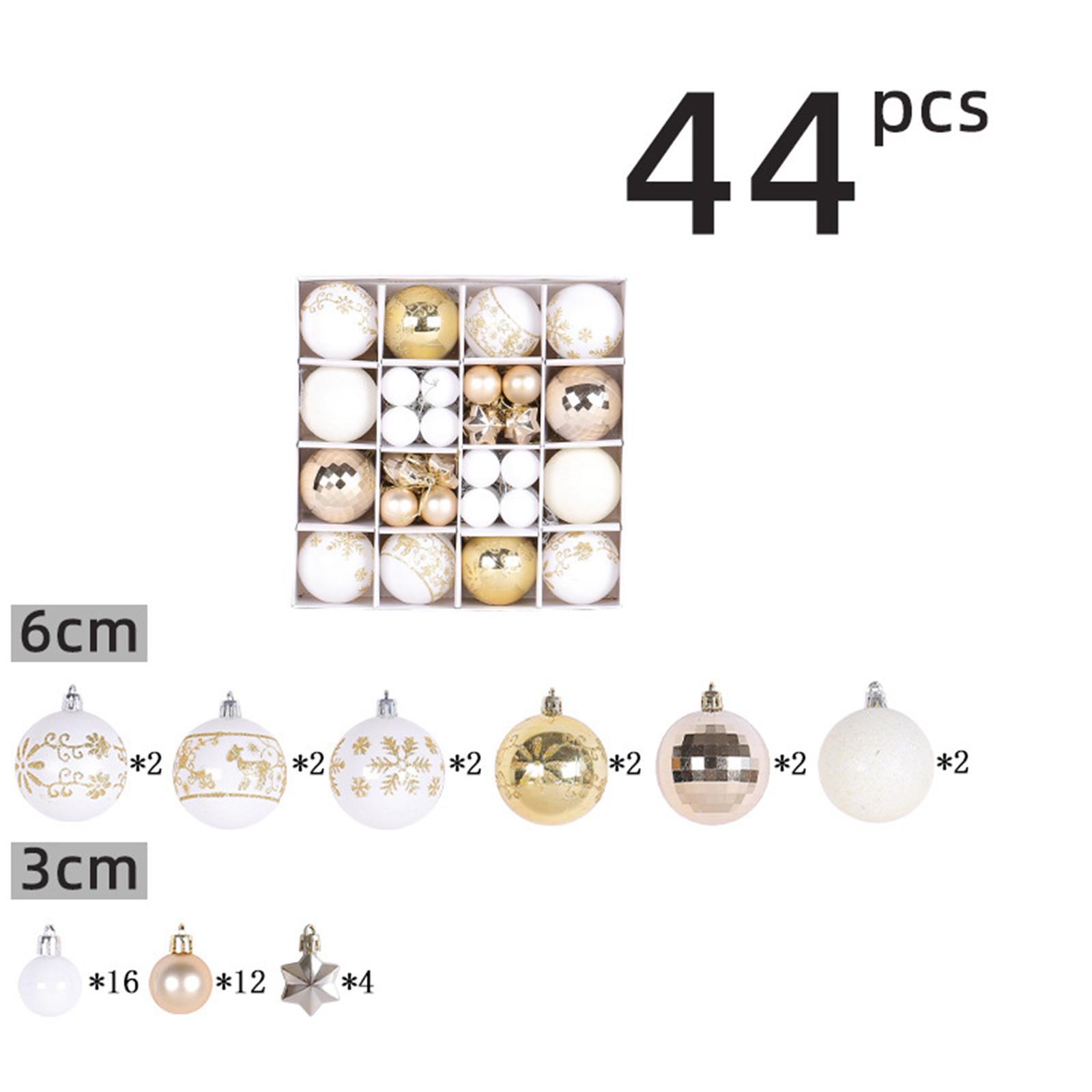 44Pcs Christmas Balls Ornaments with String Decorative Balls Xmas Tree Decor