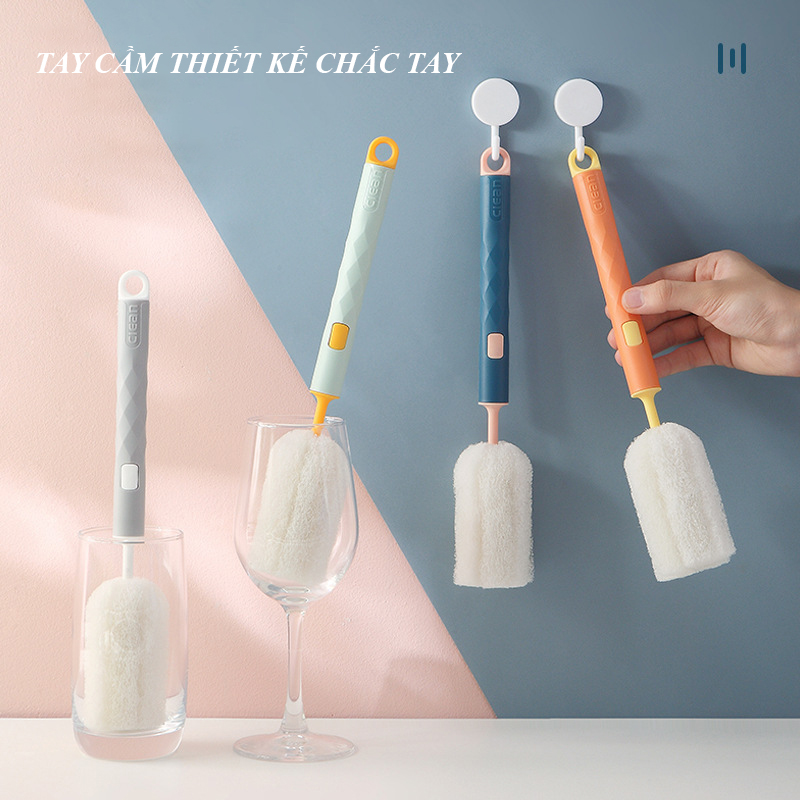 Cọ Rửa Ly Cốc Chén, Rửa Bình Nước, Cọ Rửa Bình Sữa Cho Bé, Cán Cầm Dài