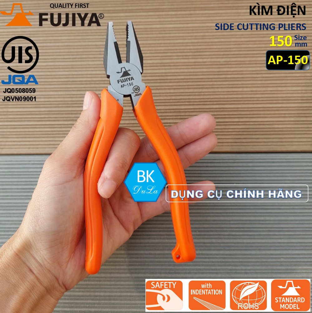 Kìm điện - Kìm răng 6 inch/ 150mm Fujiya AP-150 công nghệ Nhật Bản- Kìm cắt dây thép dây đồng