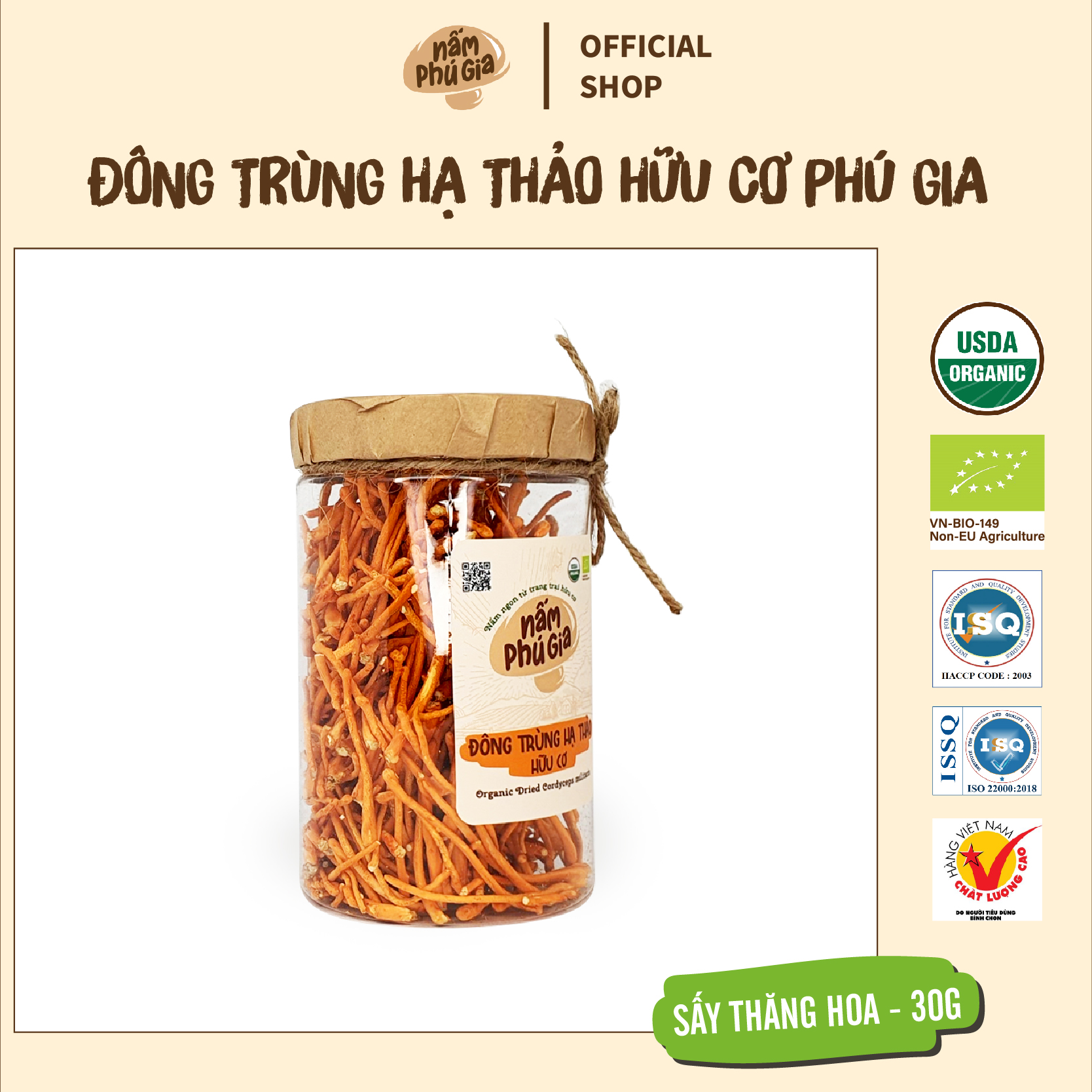 - Đông trùng hạ thảo hữu cơ hộp 30g