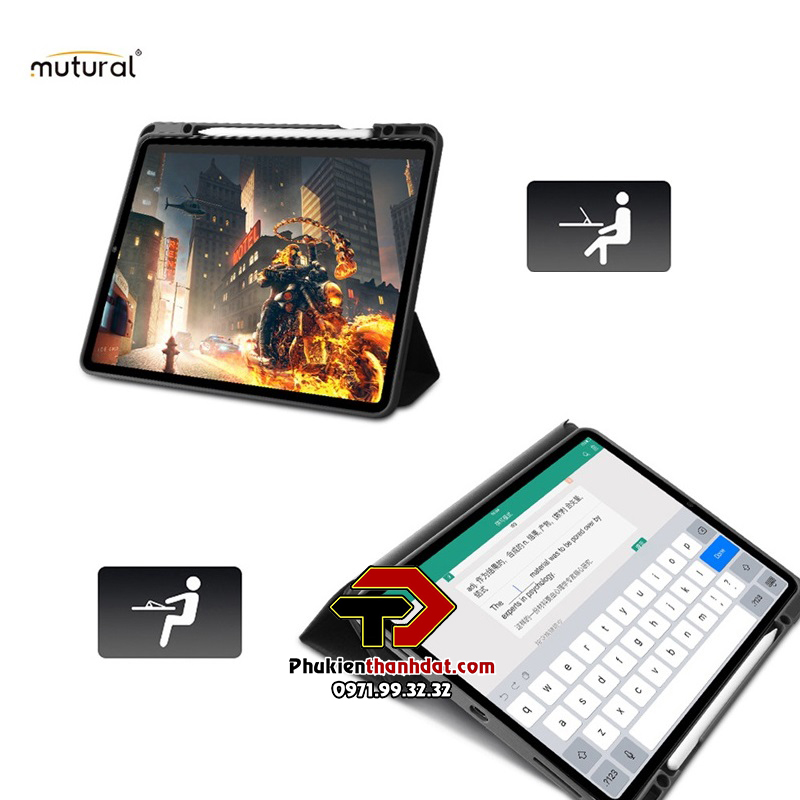 Hình ảnh Bao da chống sốc cho iPad Pro 11 2022 M2 chính hãng Mutural có ngăn để bút - Hàng chính hãng
