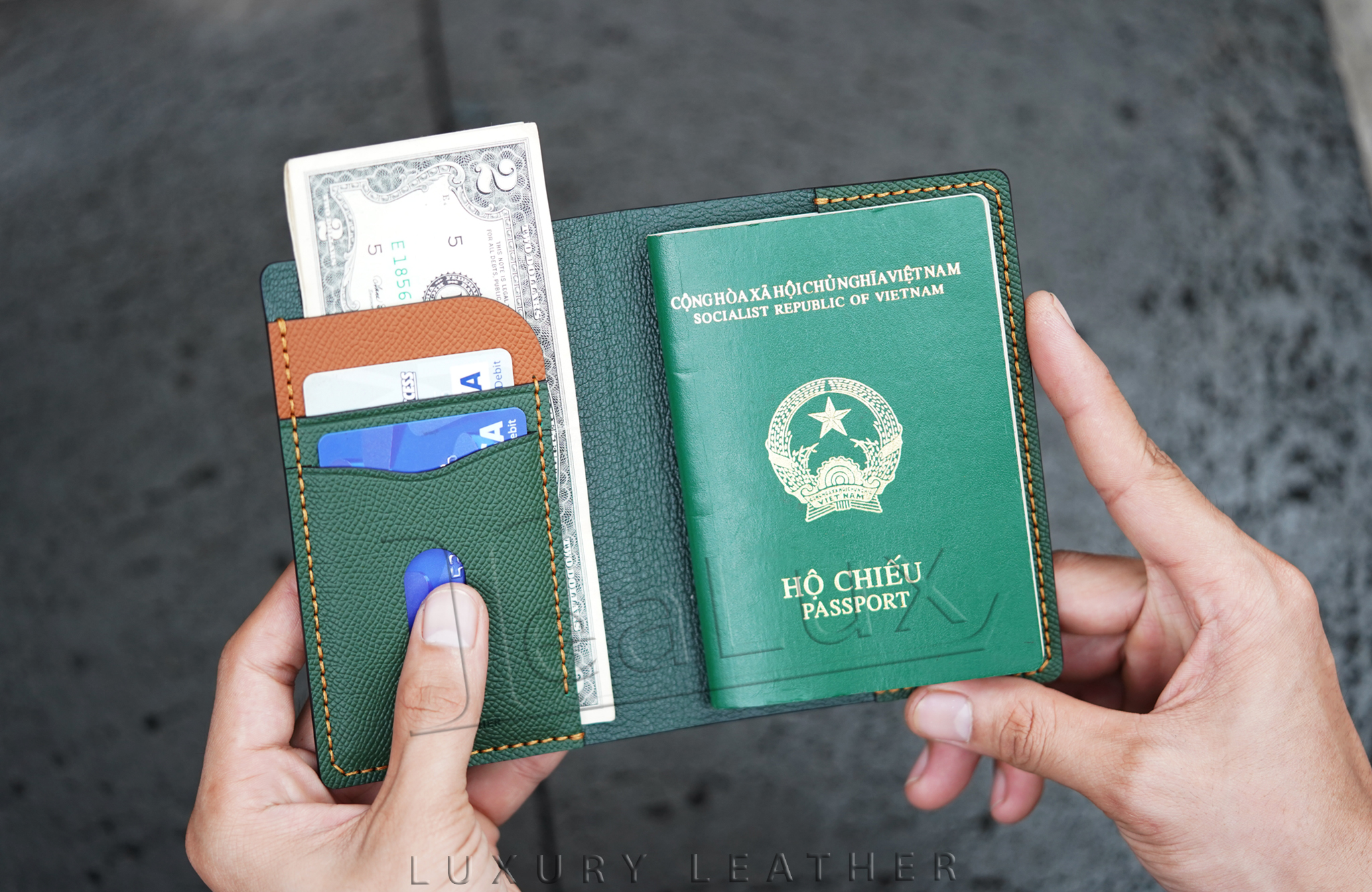 Ví Đựng Hộ Chiếu Da Epsom Handmade Lealux Passport Wallet