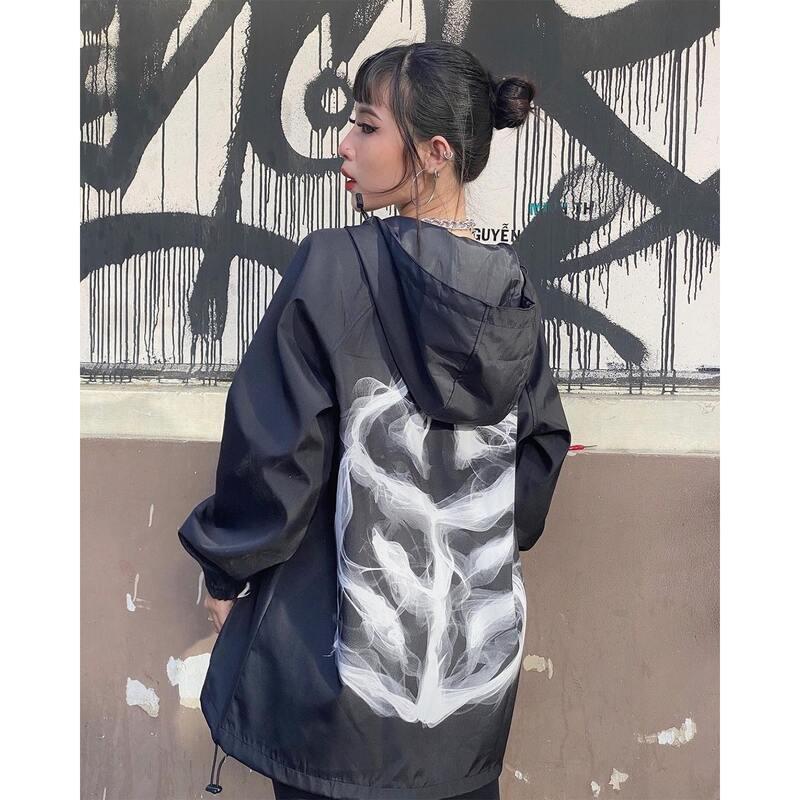 Áo Khoác Dù THIFU FASHION 2 Lớp In LOGO Xương Khói Phong Cách Chống Nắng Tránh Mưa Cho Nam Và Nữ