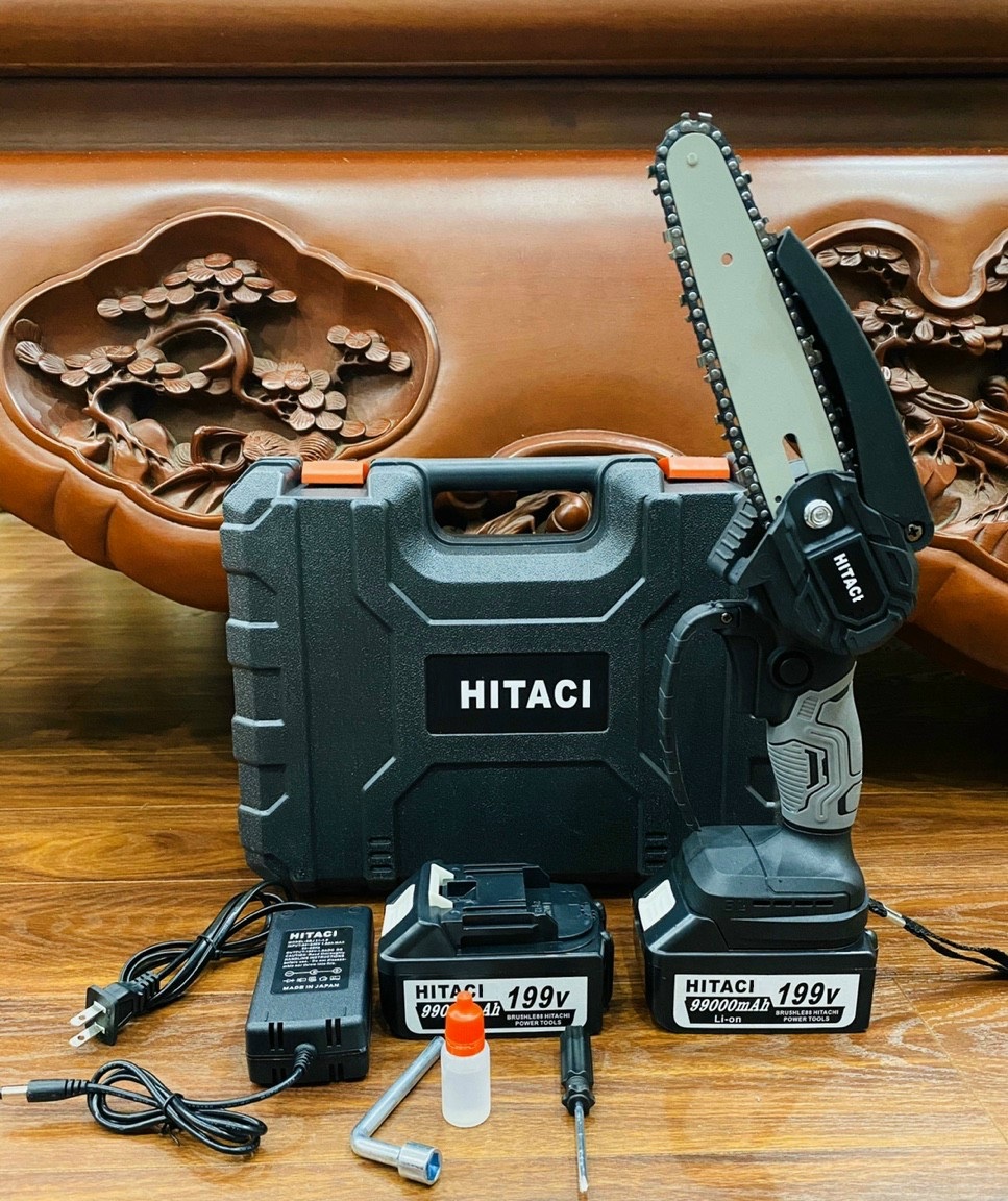 Máy Cưa Pin Chuyên Dụng - Máy Cưa Pin 199V - Cưa Xích Cầm Tay chạy Pin 10 cell Siêu Khỏe