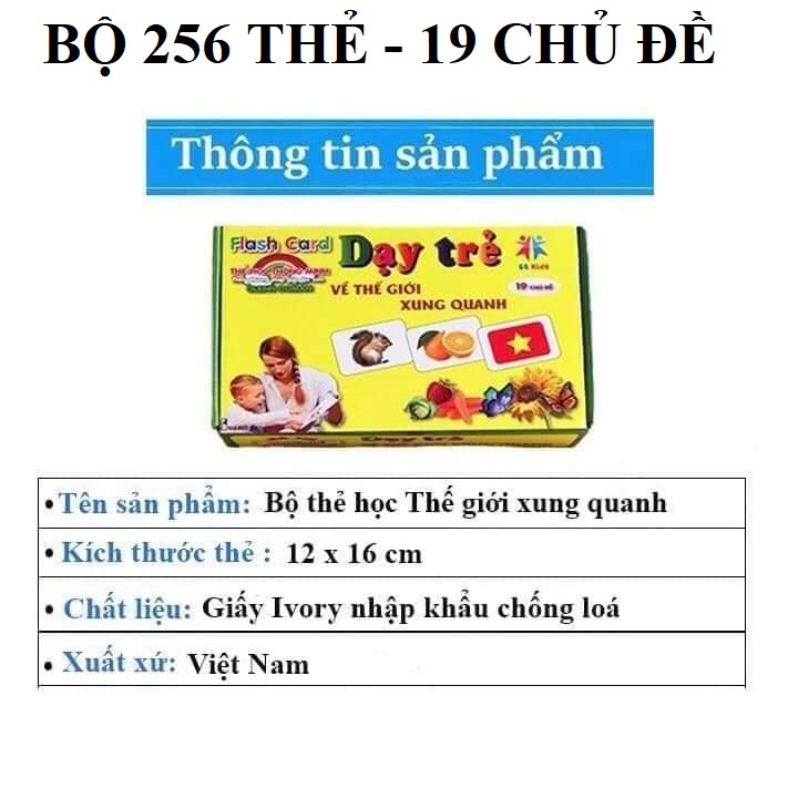 Thẻ Học Thông Minh Cho Bé, Bộ Thẻ Flashcard 19 Chủ Đề 256 Thẻ Về Thế Giới Xung Quanh, Thẻ Song Ngữ Anh Việt