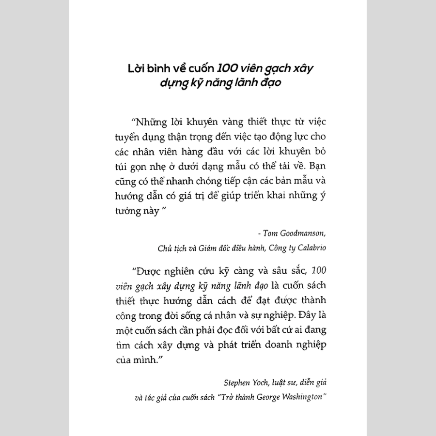 100 Viên Gạch Xây Dựng Kỹ Năng Lãnh Đạo